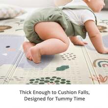 79x71 Foldable Baby Play Mat For Floor, Extra Large Tummy Time And Crawling Playmat, Thick Foam Play Mat For Baby, Reversible Portable Babies Floor Mats For Infant, Toddler - 大象 - 查看 7