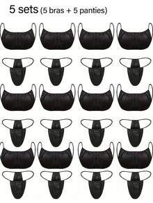 50 件一次性内裤套装，女士一次性内裤 Spa 比基尼丁字裤，免晒喷雾美黑上衣内裤 - 彩色 - 查看 12