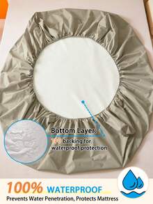 1 Stück einfarbiger wasserdichter Matratzenschutz, weich & bequem, Matratzenbezug, Schlafzimmer Tagesdecke, gemütliche Schlaf-Matratzenauflage, geeignet für alle Jahreszeiten - Khaki - Übersicht 8