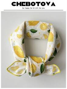 1条53x53厘米清新柠檬印花围巾，多功能头巾/领巾，适合日常使用 - 彩色 - 查看 6