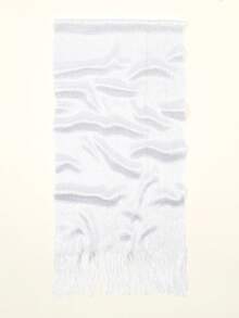 1pc Shiny Silver Thread Flat Shawl With Clasp, Suitable For Brides, Formal Dances, Paired With Evening Gowns, Graduation Ceremonies - White - View 6