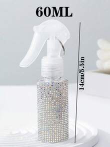 1个200毫升镶钻喷雾瓶，奢华闪亮风格，简约圆柱形，适用于化妆品、家居清洁、头发护理、消毒、浇花等。