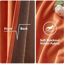 2 Panels Blackout Curtains Solid Soft Grommet Mustard Yellow Thermal Insulated Soundproof Room Darkening Curtains/Drapes/Panels Fall Living Room Bedroom 52 X 90 Inch - 焦橙色 - 查看 4