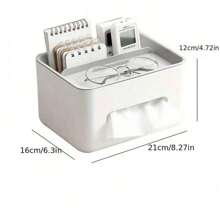 1pc Multifunctional Desktop Storage Box, Tissue Box, Remote Control & Miscellaneous Organizer