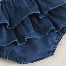 Baby Mädchen Weihnachtsmann bestickte Denim Kleid