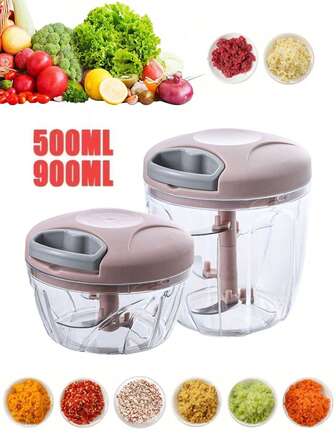 1 件大蒜研磨器洋葱切碎器、手动食品加工蔬菜切碎器、洋葱切丝器、大蒜切碎器、手动绞肉机、旋转洋葱粉碎机、蔬菜切丝器、创意水果研磨器、绞肉机、便携式手拉绳绞肉机