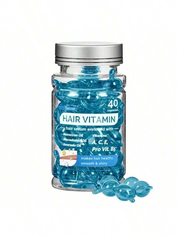 Cápsulas de suero vitamínico para el cabello (40 piezas), rico en aceite de Marruecos, esencia de aceite para el cabello, repara el cabello seco, dañado, impetuoso y enredado, vitaminas A, C, E y Pro B5, adecuado para todo tipo de cabello, sin lavar, regalo del Día de la Madre, regalos para ella, regalos festivos