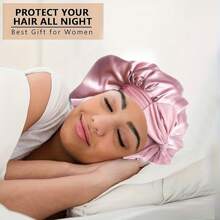 Women's Bonnets, Solid Color With Tie Closure, Silky Smooth Fashionable Satin Cap, Casual And Comfortable Hair Protection Cap For Sleep, Non-Slip Nightcap. - View 9
