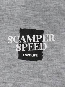 Set da 2 pezzi: felpa con stampa di lettere a maniche lunghe e pantaloni con tasche a righe, moda casual per bambini di 7-11 anni, adatto per attività all'aperto e sport scolastici