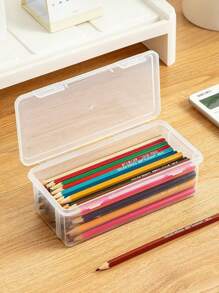 Desktop Ultra Large Capacity Transparent Storage Box, Colored Pen, Pencil Drawing Pen Holder, Student Stationery Box, Creative And Simple Pencil Box, Pen Box, Desktop Essential Storage Artifact