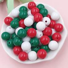 10-100Pcs Christmas Style 8-16mm Acrylic Round Loose Beads DIY Necklace Bracele Jewelry Making Material - 紅色/白色/綠色 - 查看 2