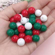 10-100Pcs Christmas Style 8-16mm Acrylic Round Loose Beads DIY Necklace Bracele Jewelry Making Material - 紅色/白色/綠色 - 查看 8