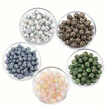 20pcs 12/15mm Leopard & Cow Print Silicone Beads, DIY Necklace Bracelet Jewelry Making Keychain Decoration Beads Set