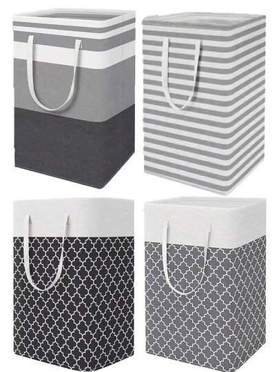 2个/1个大号洗衣篮，可独立放置脏衣篮，带加固提手，可折叠布艺脏衣篮，坚固金属框架，双层加固提手，采用优质棉麻面料，便携省空间，适用于洗衣房、宿舍、浴室、卧室、校园、露营、公寓、酒店和购物场所。