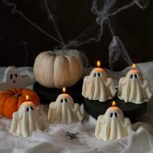 Pumpkin & Ghost Candle Silicone Mold, 3D Realistic Pumpkin & Ghost Shaped Candle DIY Mold For Christmas & Halloween - White - View 4