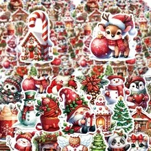 60pcs Christmas Sticker Set, Holiday Themed Decals For Laptops, Books, Instruments, And More - Diverse Festive Patterns, Paper Material