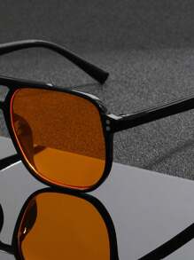 1 Pair Men's Retro Double Bridge Aviator Frame Fashion Glasses, Suitable For Fashion Outfits, Party Decoration, Outdoor Travel, Beach Vacation, Cycling, Driving, Outdoor Sports, Daily Use