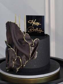 1个/3个/6个金色简约风格“生日快乐”蛋糕装饰插牌，亚克力材质，适合生日派对蛋糕侧面装饰 - 彩色 - 查看 17