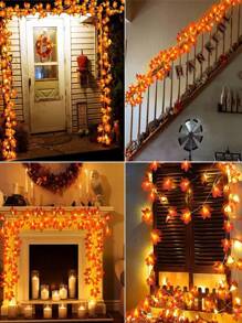 1pc Halloween Maple Leaf LED String Lights, Battery Powered (Batteries Not Included), Flexible Decoration For Home, Party, Indoor And Outdoor Celebration, Seasonal Decor With Switch Control - Plastic Material, Floral Theme