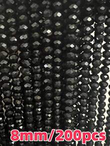 Hạt pha lê Áo màu đen cắt cạnh 2/3/4/6/8/10/12mm Rondelle hạt rời dùng làm đồ trang sức, vòng tay, vòng cổ, khuyên tai, thiết kế túi xách - màu đen - Xem 25