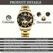 4pcs Set: Men's Fashion Date Quartz Watch, Pendant Necklace, Ring, And Bracelet - Ideal Gift For Him - 4 chiếc Vàng - Xem 3