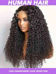 卷曲假发 13x4 蕾丝前部真人发假发 女士 250% 密度 预拔婴儿头发 非洲式卷曲无胶真人发假发 30 英寸自然头发 耳到耳蕾丝前部假发 - Natural Black - 查看 3