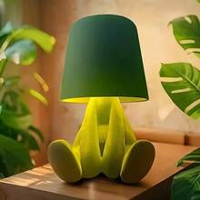 Touch Control Bedside Table Lamp - Color Changing LED Desk Light With Soft Fabric Shade & Gold Deco, Stylish Accent Lighting For Bedroom/Office - 綠色 - 查看 8