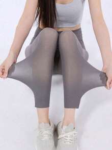 1 Pair Ultra-Thin Breathable Tight Pants, Summer Icy Cool Shark Leggings, High Waist Super Thin Yoga Pants, Women Seamless Tight Sports Base Layer Tights