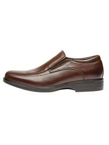 Men's Wide Fite  PU Leather Lined Dress Loafers Shoes - 深棕色 - 查看 4