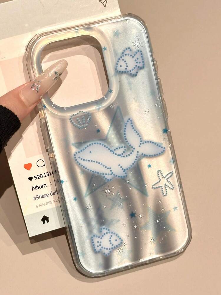 2pcs Summer Smudge Aurora Case Compatible With Iphone 16 15 14 13 Pro Max 12 11 Fashion Star Shell Pendant Shockproof Phone Case - Fish - View 3