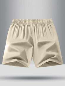Boys' & Teens' Moisture Wicking Loose Solid Color Elastic Waist Shorts - Khaki - View 2