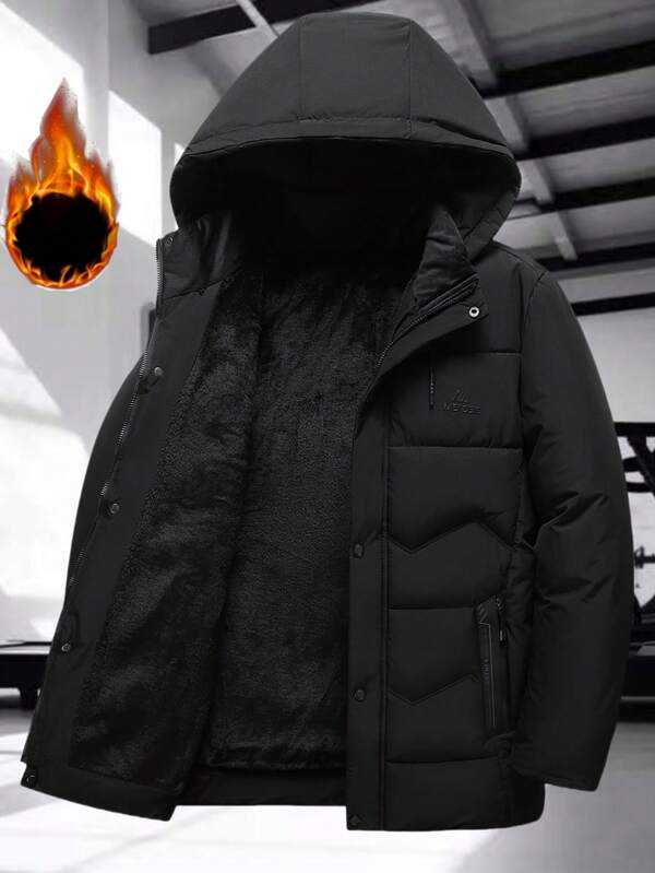 Chaqueta casual deportiva de moda para hombre con bolsillos y cremallera, abrigo con capucha desmontable y forro térmico grueso, regalo adecuado para novio, esposo, padre, otoño/invierno