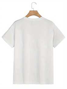 Black Graphic Tee For Men - Casual Athletic Style, Short-Sleeved Crewneck, Distressed Red Printing, 100% Cotton, Ideal For Summer Outdoor And Casual Use - trắng - Xem 2