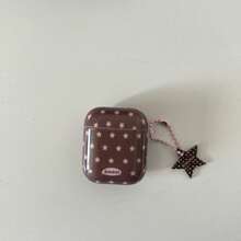Asymmetrical Pink & Brown Star Print Earphone Case + Star Pendant Set, Compatible With Apple Pro 3/Pro 2/Pro/ 4/3/2 Case, Fashionable Women Earphone Cover, Minimalist Earphone Shell, Apple Earphone Case, Artistic Design Earphone Sleeve. Please Remove The Protective Film Before Use. - Brown - View 6