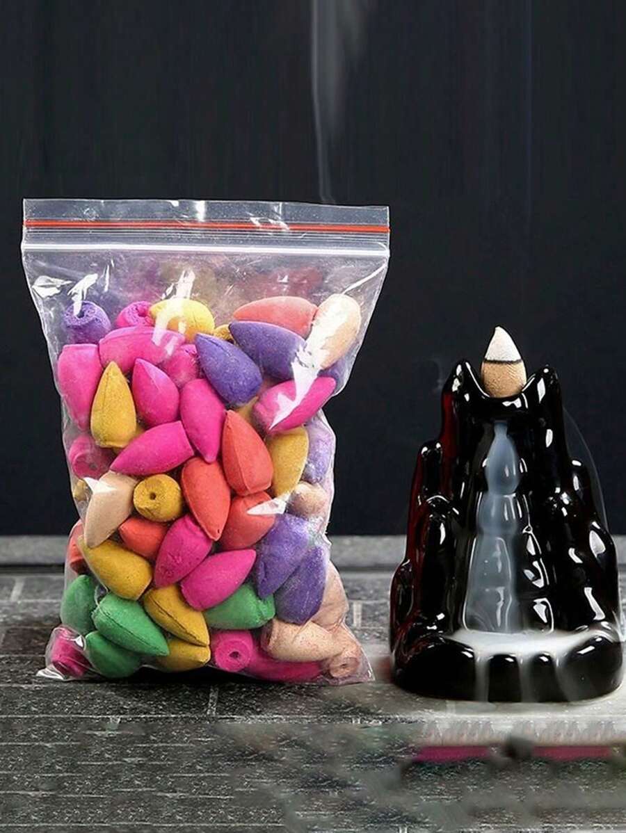 60-100pcs Natural Backflow Incense Cones With Long-Lasting Fragrance, Bringing Positive And Pure Air. Variety Of Scents Including Jasmine, Rose, Lily, Sandalwood, Osmanthus, Mugwort, Agarwood, Lavender, Etc. - 100 Pieces - View 1