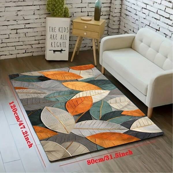 1 Set Colorful Leaf Pattern Large Rug For Living Room And Bedroom