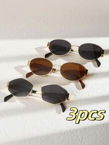 1 套/2 套/3 套/4 套/6 套超轻超大椭圆形镜框眼镜，百搭时尚，适合女性，大镜框显瘦，适合夜店，日常生活搭配和户外旅行配件，夏季必备太阳镜，复古风格椭圆形镜框，适合外出装扮，返校 - 彩色 - 查看 25