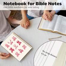 Cute Pink Bow Notebook Journal For Women Teen Girls 5.5x8.3 Spiral Notebook For School Office Work Note Taking Writing Bible Study Daily - 紅弓 - 查看 4