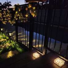 1/4/6 件太阳能方形冰砖灯，带自动传感器的嵌入式地面灯，LED 夜灯，适用于景观装饰、小路、楼梯、露台、花园 - 600mAh 暖光 - 升級款-冰磚燈 - 查看 5