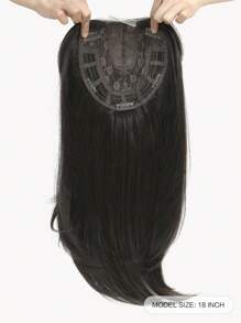 18英寸假发片，专为脱发人士设计，6.5x6.5英寸假发片，增加发量，黑色/棕色直发假发片，女士适用。 - 黑棕色 - 查看 3