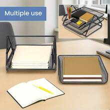 2 Tier Paper Tray Mesh Desk Organizer Office Desktop Document A4 File Desk Tidy Letter Filing Storage - Variant - View 8