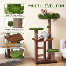 38 Inch Medium Cat Tree, Green Staircase Model Cat Climbing Frame, Multi-Tier Cat Tower With Cat Scratching Post, Cozy Perch Cat Playhouse Cat Climbing Frame - Green - View 10