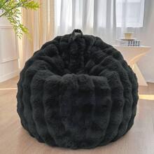 Fluffy Faux Rabbit Fur Bean Bag Chair Cover(No Filler) , Soft Stuffed Fuzzy Animal Storage Bubble Bean Bag Home Decoration, Comfy Shaggy Furry Beanbag Cover Teens Adults, Dark Grey