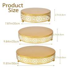 3pcss Golden 3-Tier Metal Cake Stand - Cake Stand Set Wedding, Dessert Table Decor, 3pcs Combination, Iron Art, Elegant And Decorative - Gold - View 7