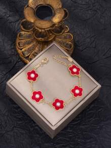 1pc Gold-Color Hollow Clover Minimalist Luxury Women Bracelet