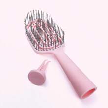 MINISO Pink Mini Portable Vertical Bone Comb With Cleaning Brush, Portable And Easy To Carry, Easily Manage Your Hair And Keep Your Hairstyle Anytime, Anywhere (1 PC) - Pink - View 2