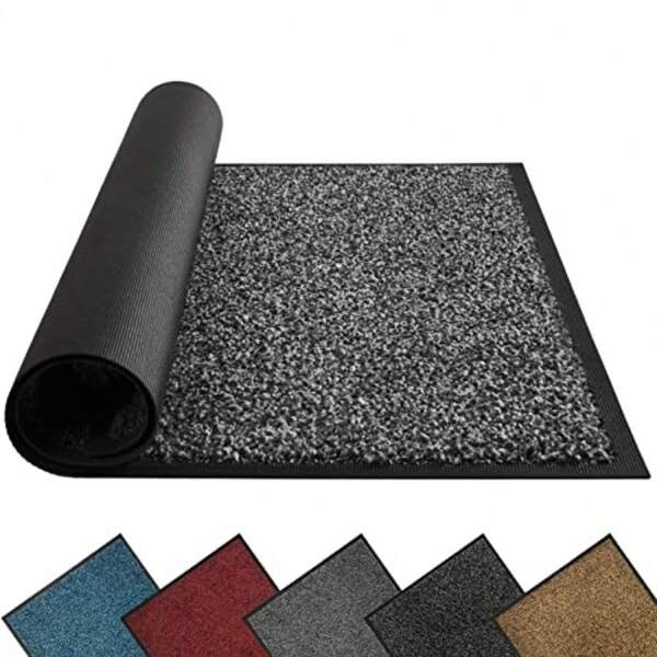Front Door Mat Dirt Trapper Welcome Mat For Outdoor Indoor NonSlip Waterproof Doormat Durable Machine Washable Low Profile Entry Rug For Back Door Outside Patio Porch 30 X 18 Grey