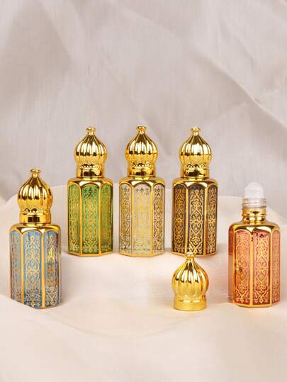 Luxury Style 1/5Pcs 12ml Colorful Electroplated Glass Roll On Bottles With Glass Roller Ball, Refillable Leakproof Empty Travel Size Bottles For Essential Oils, Perfume, DIY Aromatherapy Blends, Fragrance Oils, Skin Care, Massage Oils – Ideal For Travel, Purse, Pocket, Office, Home, Car, Gift Sets, Daily Use