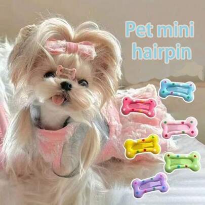 10 pièces Mini Pinces à Cheveux pour Animaux de Compagnie, Pinces à Cheveux de Chien Mignons à Pois de Couleur Bonbon, Accessoires de Cheveux pour Chats, Ensemble de Pinces à Cheveux pour Animaux de Compagnie avec Motif Os, Styles et Couleurs Assortis