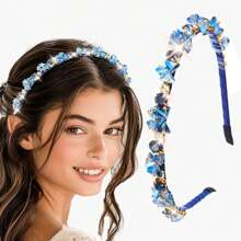 优雅蓝色水晶头带女士发饰，适合婚礼、新娘和伴娘礼物 - 迷人头饰、万圣节服装配饰和节日/生日假期必备配饰